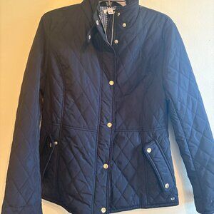 NWT Quilted Navy Coat with blue and white checkered lining